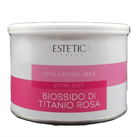 Barattolo cera liposolubile extra soft biossido di titanio rosa 400 ml in Depilazione