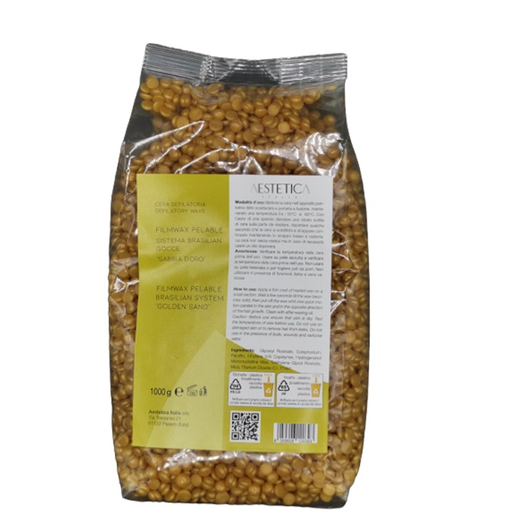 Cera filmwax Pelables Brasilian system  in gocce  Sabbia d'oro, 1 kg